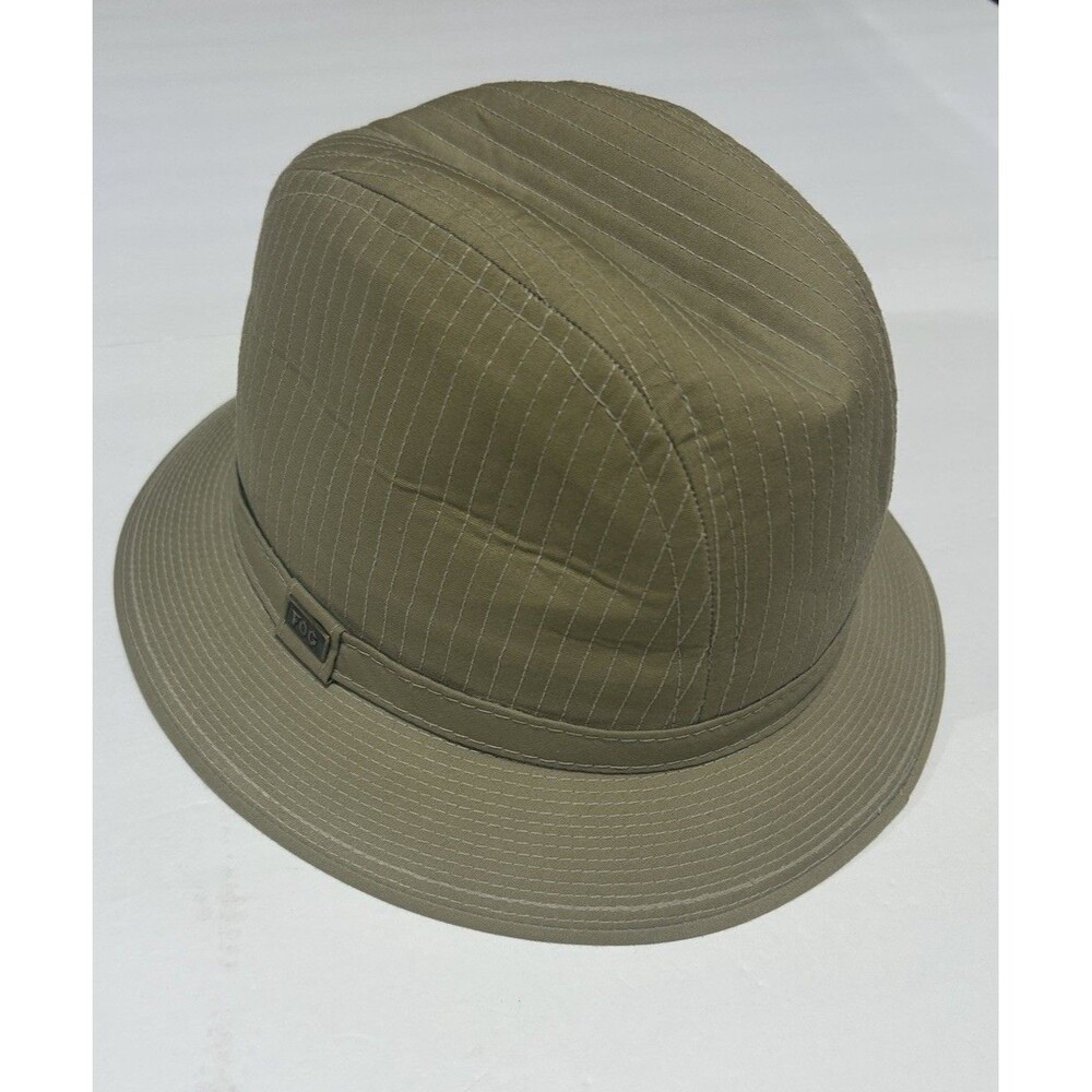 Vintage London Fog Fedora Bucket Hat Men's Medium 7-7 1/8 British Tan Pinstripe
